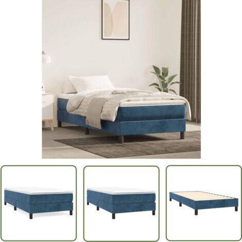 The Living Store Bettgestell ohne Matratze Dunkelblau 100x200 cm Samt - Samtbett - Doppelbett - Boxspringbetten - Bettenrahmen - Blau