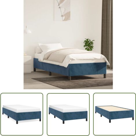 The Living Store Bettgestell ohne Matratze Dunkelblau 100x200 cm Samt - Samtbett - Doppelbett - Boxspringbetten - Bettrahmen - Blau