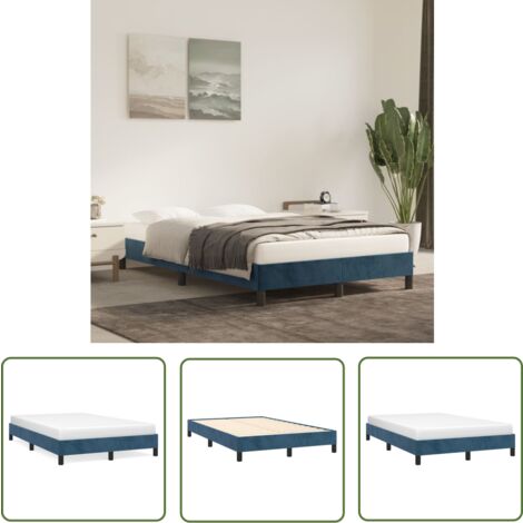 The Living Store Bettgestell ohne Matratze Dunkelblau 120x200 cm Samt - Samtbettwäsche - Doppelbett - Boxspringbett - Lattenrost - Schlafzimmer Dekoration