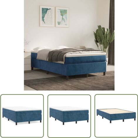 The Living Store Bettgestell ohne Matratze Dunkelblau 120x200 cm Samt - Samtsofa - Doppelbett - Boxspringbetten - Betten Mit Lattenrost - Nachttisch