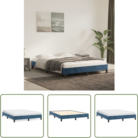The Living Store Bettgestell ohne Matratze Dunkelblau 140x200 cm Samt - Samtbettwäsche - Doppelbett - Boxspringbett - Bettrahmen - Blau