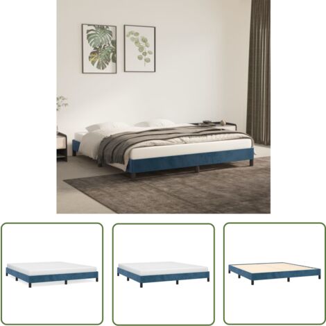 The Living Store Bettgestell ohne Matratze Dunkelblau 160x200 cm Samt - Samtbetttrahmen - Doppelbett - Boxspringbett - Bettrahmen Dunkelblau - Bettgestell 160x200