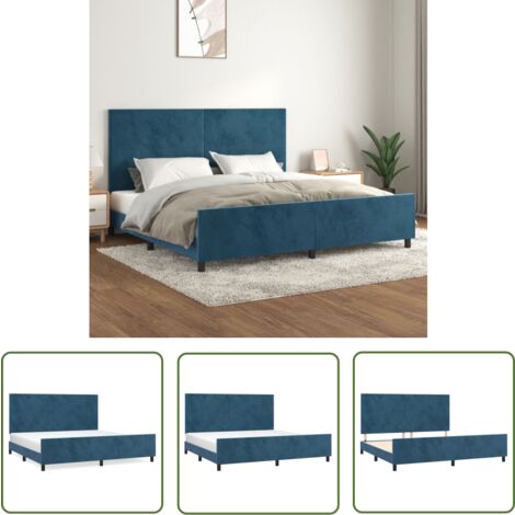 The Living Store Bettgestell ohne Matratze Dunkelblau 200x200 cm Samt - Samtbettwäsche - Bettestel - Doppelbett - Boxspringbett - Hochbett