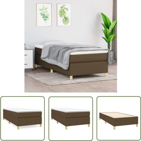 The Living Store Bettgestell ohne Matratze Dunkelbraun 100x200 cm Stoff - Bettes Gestell - Doppelbett - Holzrahmen - Lattenrost - Stoffbettwäsche