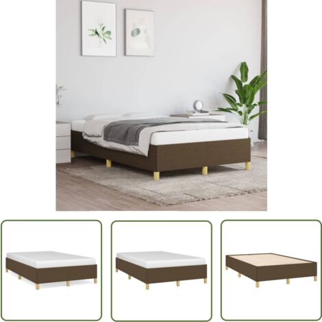 The Living Store Bettgestell ohne Matratze Dunkelbraun 120x200 cm Stoff - Bettrahmen - Doppelbett - Lattenrost - Holzrahmen - Massivholzbette