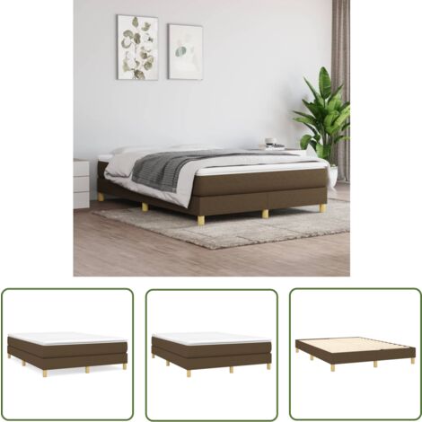 The Living Store Bettgestell ohne Matratze Dunkelbraun 140x190 cm Stoff - Bettes Gestell - Doppelbett - Holzrahmen - Lattenrost - Massivholzbette
