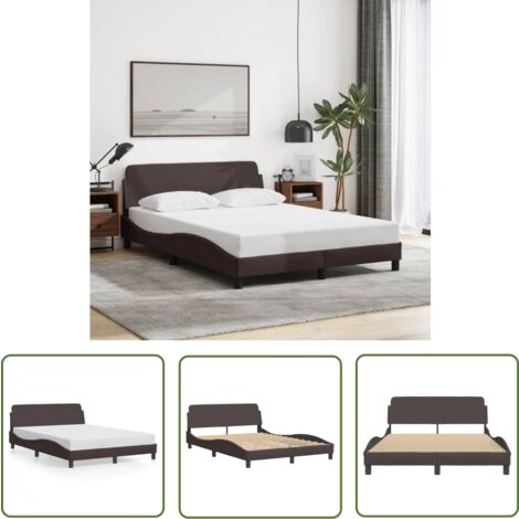 The Living Store Bettgestell ohne Matratze Dunkelbraun 140x200 cm Stoff - Bettes Gestell - Doppelbett - Holzrahmen - Massivholzbette - Lattenrost