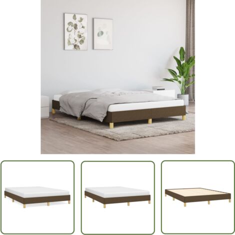 The Living Store Bettgestell ohne Matratze Dunkelbraun 140x200 cm Stoff - Bettrahmen - Doppelbett - Lattenrost - Holzrahmen - Massivholzbette