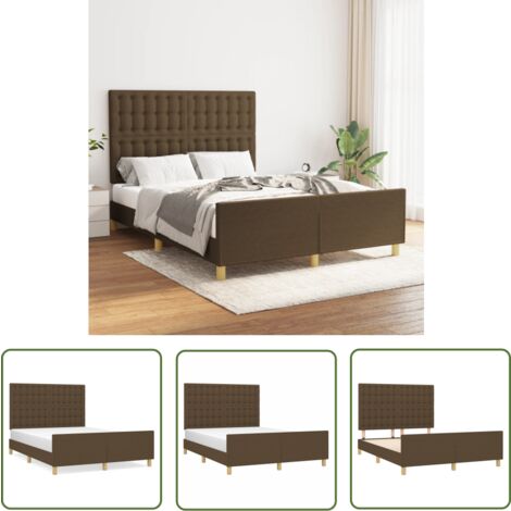 The Living Store Bettgestell ohne Matratze Dunkelbraun 140x200 cm Stoff - Bettsofa - Doppelbett - Boxspringbetten - Lattenrost - Holzrahmen