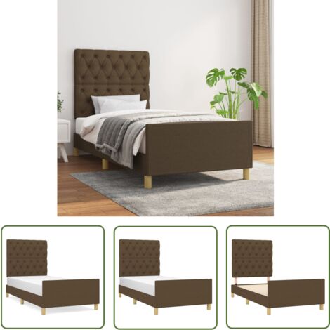 The Living Store Bettgestell ohne Matratze Dunkelbraun 80x200 cm Stoff - Bettsofa - Doppelbett - Boxspringbetten - Lattenrost - Holzrahmen