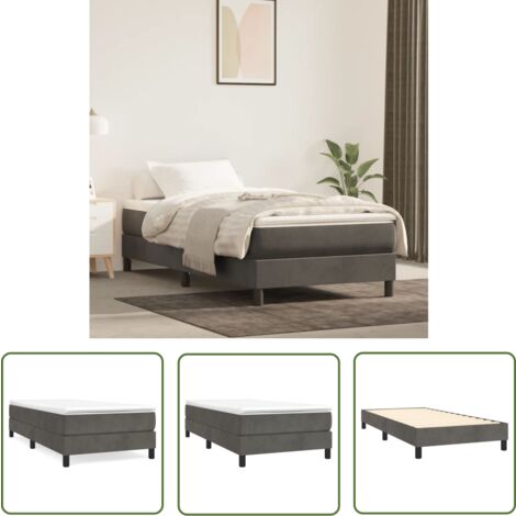 The Living Store Bettgestell ohne Matratze Dunkelgrau 100x200 cm Samt - Samt Bettgestell - Doppelbett - Boxspringbetten - Betten Günstig - Dunkles Bett