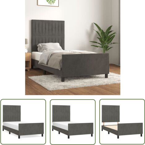 The Living Store Bettgestell ohne Matratze Dunkelgrau 100x200 cm Samt - Samtsofa - Doppelbett - Boxspringbetten - Betten Günstig Kaufen - Hochwertiges Bettgestell