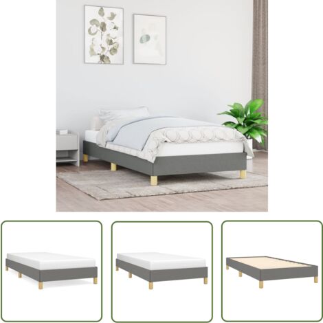 The Living Store Bettgestell ohne Matratze Dunkelgrau 100x200 cm Stoff - Bettrahmen - Doppelbett - Holzrahmen - Lattenrost - Massivholzbette
