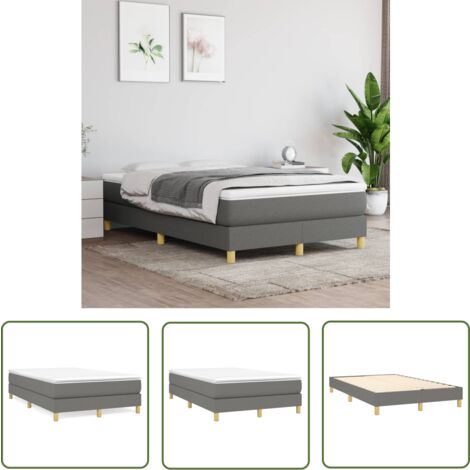 The Living Store Bettgestell ohne Matratze Dunkelgrau 120x200 cm Stoff - Bettesrahmen - Doppelbett - Lattenrost - Massivholzbette - Schlafzimmermöbel
