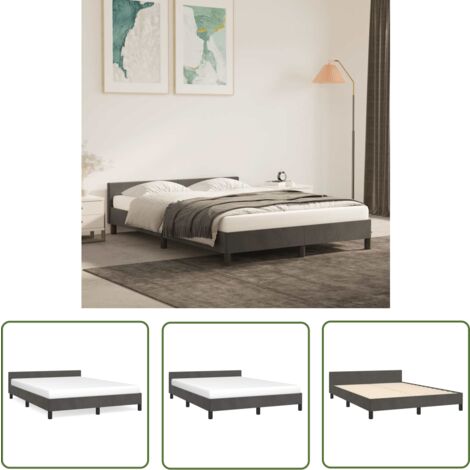 The Living Store Bettgestell ohne Matratze Dunkelgrau 140x190 cm Samt - Samtbettwäsche - Doppelbett - Boxspringbett - Bettsofa - Lattenrost