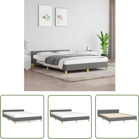 The Living Store Bettgestell ohne Matratze Dunkelgrau 140x190 cm Stoff - Betten - Bettgestell - Doppelbett - Schlafzimmermöbel - Massivholzmöbel