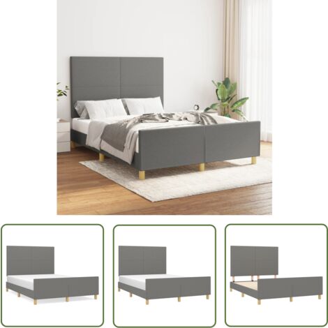 The Living Store Bettgestell ohne Matratze Dunkelgrau 140x190 cm Stoff - Bettes Gestell - Doppelbett - Boxspringbetten - Lattenrost - Holzrahmen