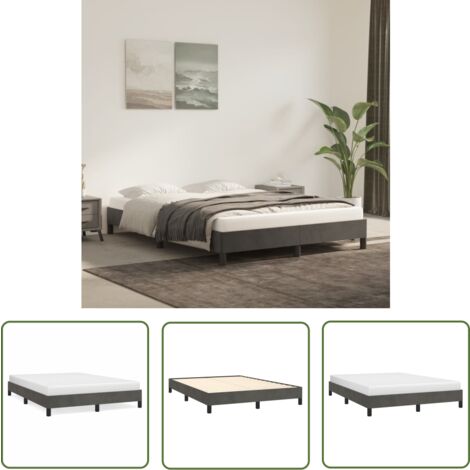 The Living Store Bettgestell ohne Matratze Dunkelgrau 140x200 cm Samt - Samtbett - Doppelbett - Boxspringbetten - Bettrahmen - Bettgestell
