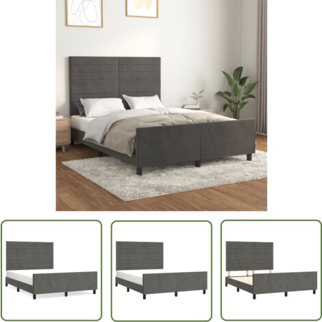 The Living Store Bettgestell ohne Matratze Dunkelgrau 140x200 cm Samt - Samtbettwäsche - Bettestel - Doppelbett - Boxspringbett - Hochbett