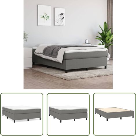 The Living Store Bettgestell ohne Matratze Dunkelgrau 140x200 cm Stoff - Bettes Gestell - Doppelbett - Holzrahmen - Lattenrost - Stoffbettwäsche