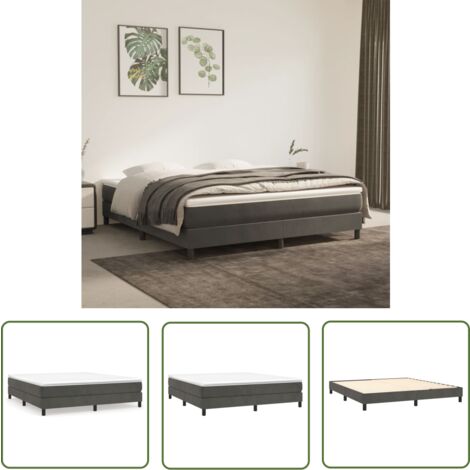 The Living Store Bettgestell ohne Matratze Dunkelgrau 160x200 cm Samt - Samtbett - Doppelbett - Boxspringbetten - Betten Gestell - Dunkles Bett