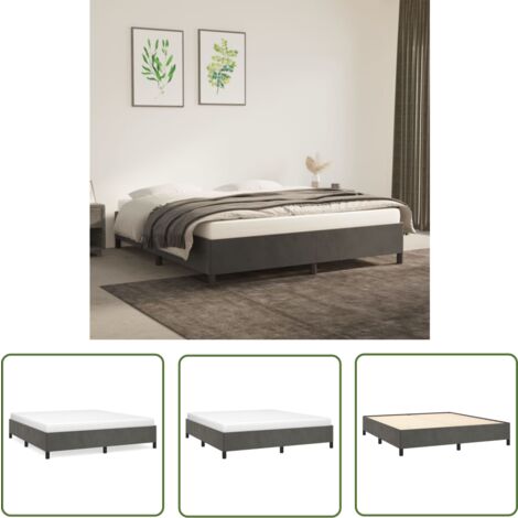 The Living Store Bettgestell ohne Matratze Dunkelgrau 180x200 cm Samt - Samtbett - Doppelbett - Boxspringbetten - Bettrahmen - Dunkles Bett