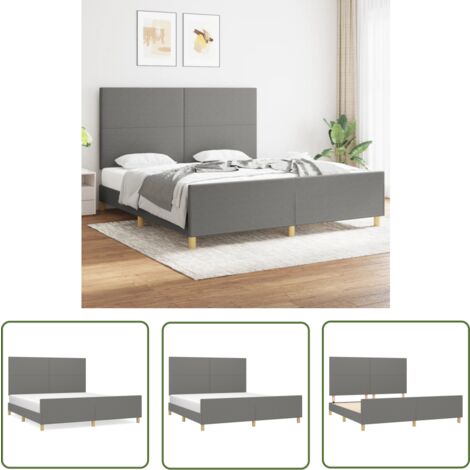 The Living Store Bettgestell ohne Matratze Dunkelgrau 180x200 cm Stoff - Bettsystem - Doppelbett - Boxspringbetten - Lattenrost - Holzrahmen