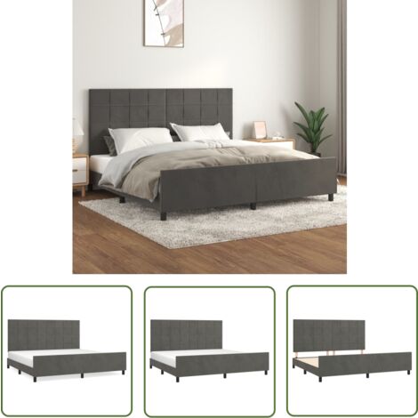 The Living Store Bettgestell ohne Matratze Dunkelgrau 200x200 cm Samt - Samtbett - Doppelbett - Boxspringbetten - Hochbett - Bettsofa