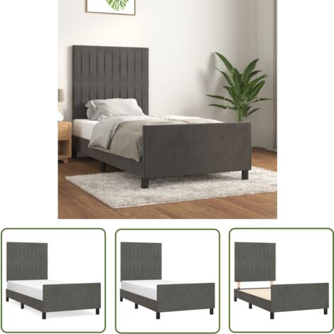 The Living Store Bettgestell ohne Matratze Dunkelgrau 90x190 cm Samt - Samtsofa - Bettessel - Doppelbett - Boxspringbetten - Hochbett