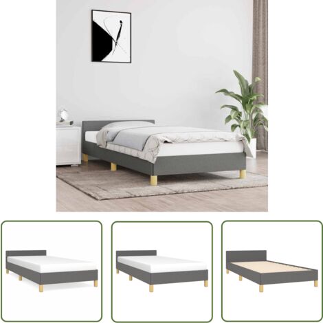 The Living Store Bettgestell ohne Matratze Dunkelgrau 90x190 cm Stoff - Bettesrahmen - Doppelbett - Boxspringbetten - Lattenrost - Schlafzimmermöbel