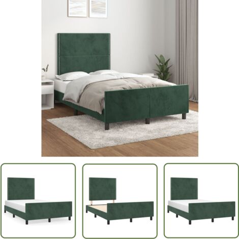 The Living Store Bettgestell ohne Matratze Dunkelgrün 120x190 cm Samt - Samtbett - Doppelbett - Boxspringbetten - Bettsofa - Hochbett
