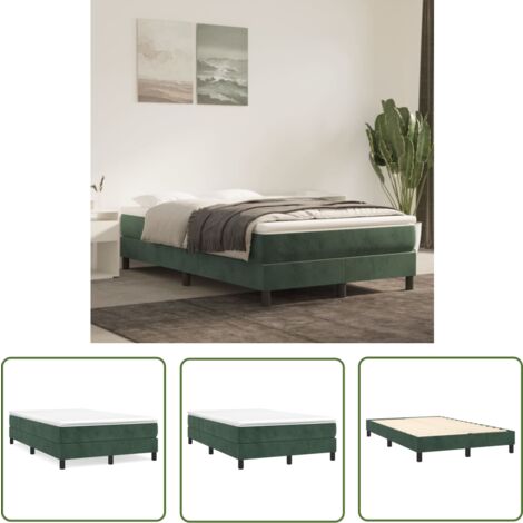 The Living Store Bettgestell ohne Matratze Dunkelgrün 120x200 cm Samt - Samtbett - Doppelbett - Boxspringbetten - Betten Günstig - Dunkelgrünes Bett