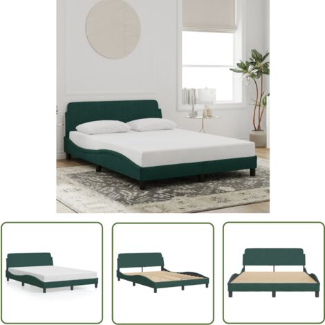 The Living Store Bettgestell ohne Matratze Dunkelgrün 120x200 cm Samt - Samtbett - Doppelbett - Boxspringbetten - Bettsofa - Lattenrost