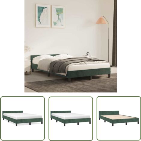 The Living Store Bettgestell ohne Matratze Dunkelgrün 120x200 cm Samt - Samtbettwäsche - Doppelbett - Boxspringbett - Bettsofa - Lattenrost