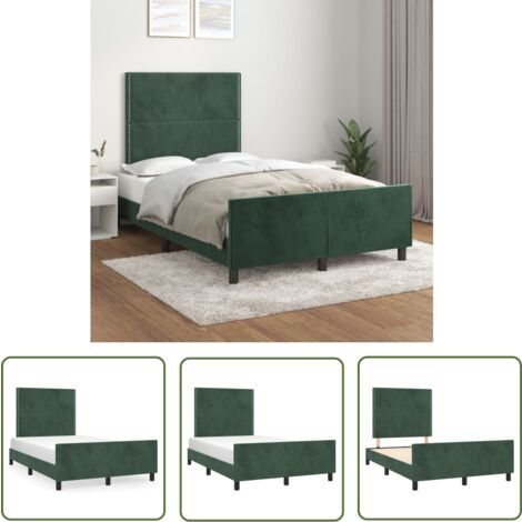 The Living Store Bettgestell ohne Matratze Dunkelgrün 120x200 cm Samt - Samtbettwäsche - Doppelbett - Boxspringbett - Lattenrost - Hochbett