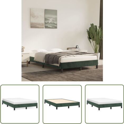 The Living Store Bettgestell ohne Matratze Dunkelgrün 120x200 cm Samt - Samtsofa - Doppelbett - Boxspringbetten - Bettrahmen - Bettgestell