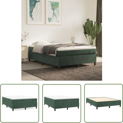The Living Store Bettgestell ohne Matratze Dunkelgrün 140x190 cm Samt - Samtbett - Doppelbett - Boxspringbetten - Betten Gestell - Jugendzimmer
