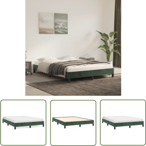 The Living Store Bettgestell ohne Matratze Dunkelgrün 140x190 cm Samt - Samtbett - Doppelbett - Boxspringbetten - Bettrahmen - Dunkelgrünes Bett