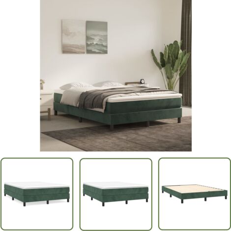 The Living Store Bettgestell ohne Matratze Dunkelgrün 140x200 cm Samt - Samtbett - Doppelbett - Boxspringbetten - Betten Gestell - Dunkgrünes Bett