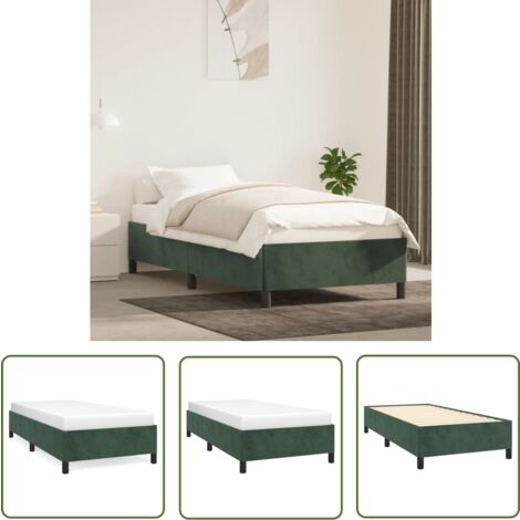 The Living Store Bettgestell ohne Matratze Dunkelgrün 80x200 cm Samt - Samtbett - Doppelbett - Boxspringbetten - Bettrahmen - Jugendzimmer