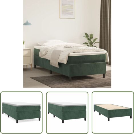 The Living Store Bettgestell ohne Matratze Dunkelgrün 90x200 cm Samt - Samtbett - Doppelbett - Boxspringbetten - Betten Günstig - Nachttisch