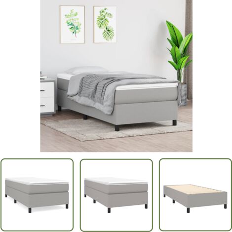 The Living Store Bettgestell ohne Matratze Hellgrau 100x200 cm Stoff - Bettes Gestell - Holzrahmen Bett - Doppelbett - Boxspringbetten - Lattenrost