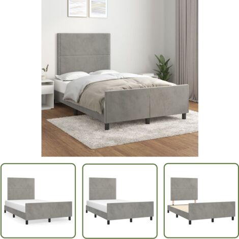 The Living Store Bettgestell ohne Matratze Hellgrau 120x200 cm Samt - Samtbettwäsche - Bettestel - Doppelbett - Boxspringbett - Hochbett
