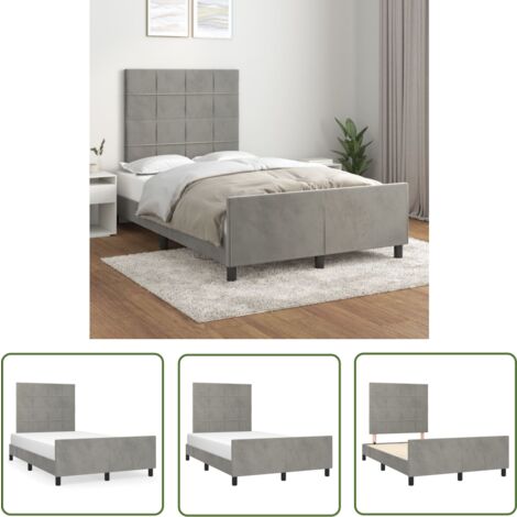 The Living Store Bettgestell ohne Matratze Hellgrau 120x200 cm Samt - Samtbettwäsche - Bettestel - Doppelbett - Boxspringbett - Hochbett