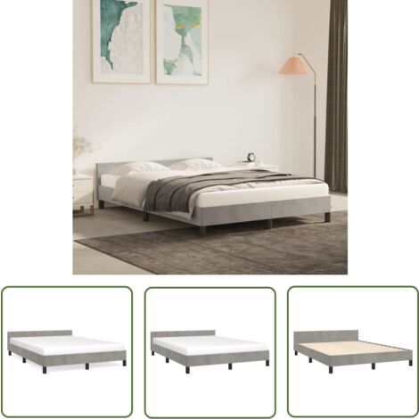 The Living Store Bettgestell ohne Matratze Hellgrau 140x190 cm Samt - Samtbettwäsche - Doppelbett - Boxspringbett - Schlafzimmer Dekoration - Bettgestell