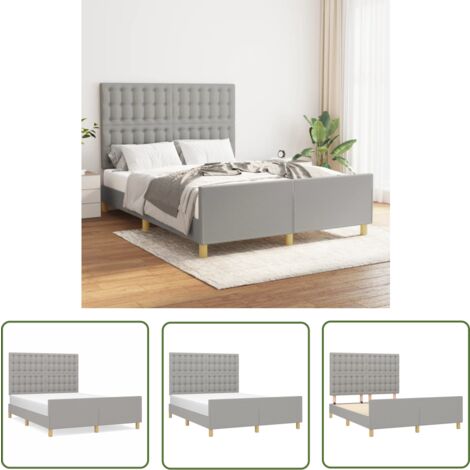 The Living Store Bettgestell ohne Matratze Hellgrau 140x190 cm Stoff - Bettsystem - Boxspringbetten - Lattenrost - Doppelbett - Einzelbett
