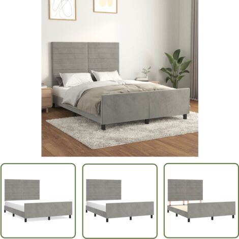 The Living Store Bettgestell ohne Matratze Hellgrau 140x200 cm Samt - Samtbettwäsche - Bettestel - Doppelbett - Boxspringbett - Hochbett
