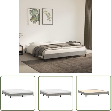 The Living Store Bettgestell ohne Matratze Hellgrau 160x200 cm Samt - Samtbett - Doppelbett - Boxspringbetten - Bettrahmen - Bettgestell