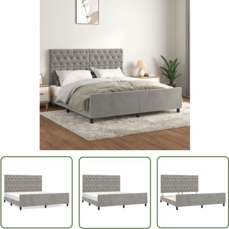 The Living Store Bettgestell ohne Matratze Hellgrau 160x200 cm Samt - Samtsofa - Bettessel - Boxspringbetten - Doppelbett - Hochbett