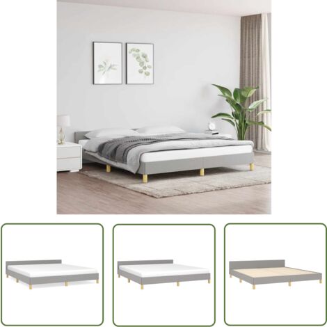 The Living Store Bettgestell ohne Matratze Hellgrau 160x200 cm Stoff - Bettstellengestell - Doppelbett - Kopfteil - Hellgraues Bett - Lattenrost